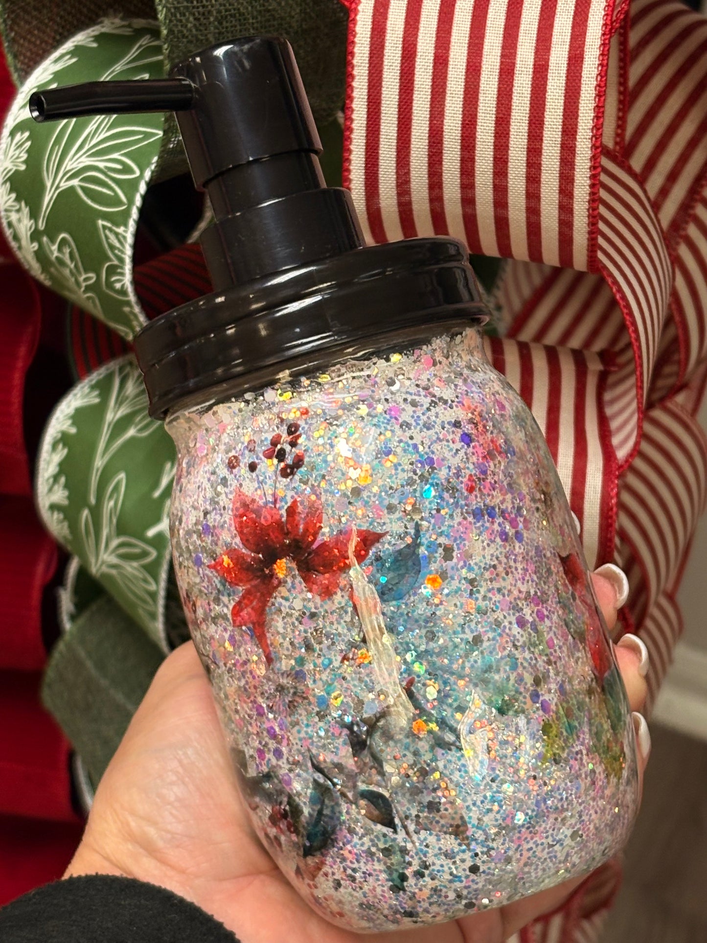 Holiday Floral Soap Dispenser