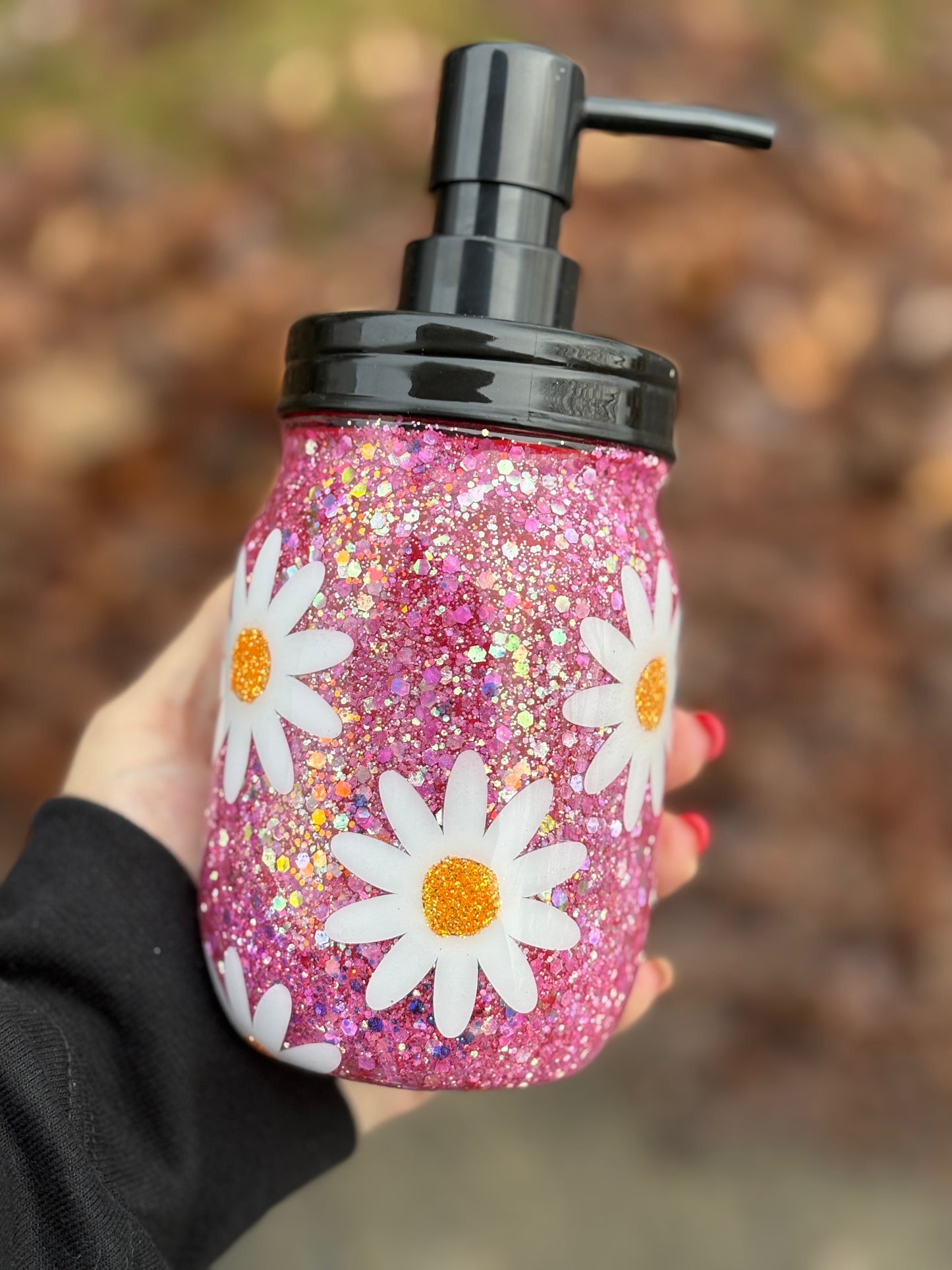 Pink Daisy Soap Dispenser