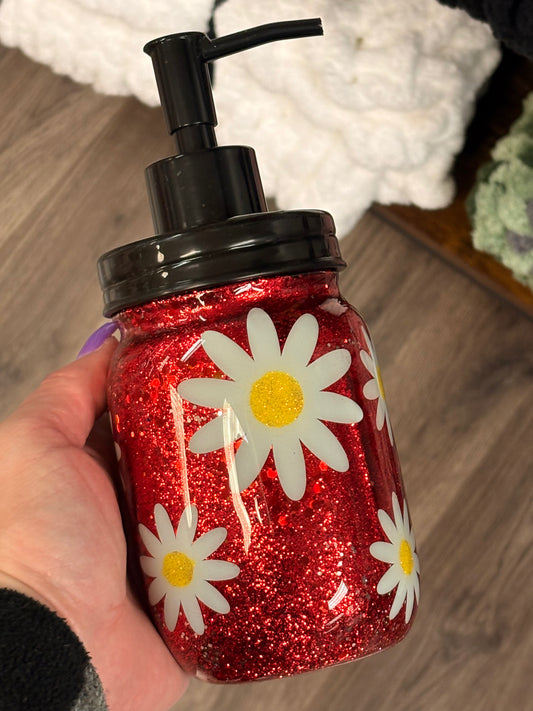 Red Daisy Soap Dispenser
